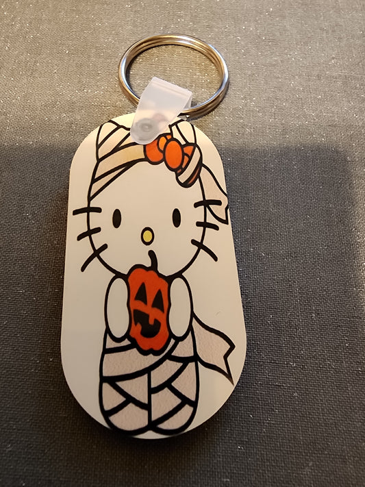 Halloween mummy kitty keychain