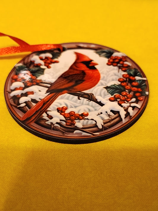 Snowy cardinal ornament