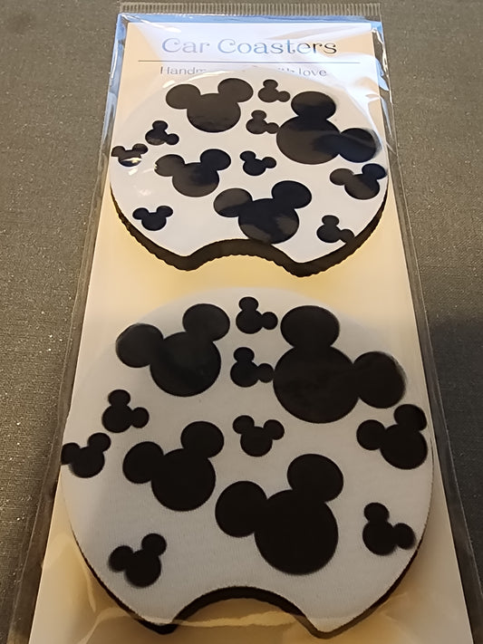 Black and white car coasters