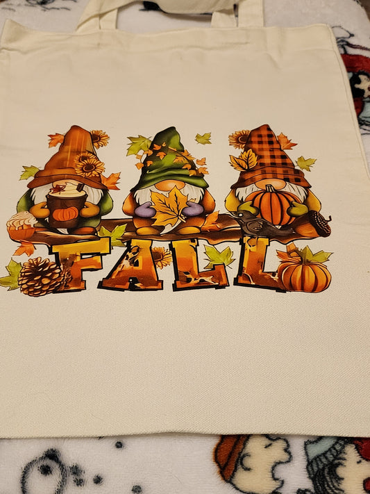 Fall gnomes canvas tote