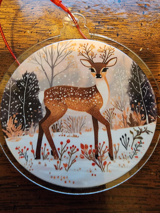 Snowy doe ornament