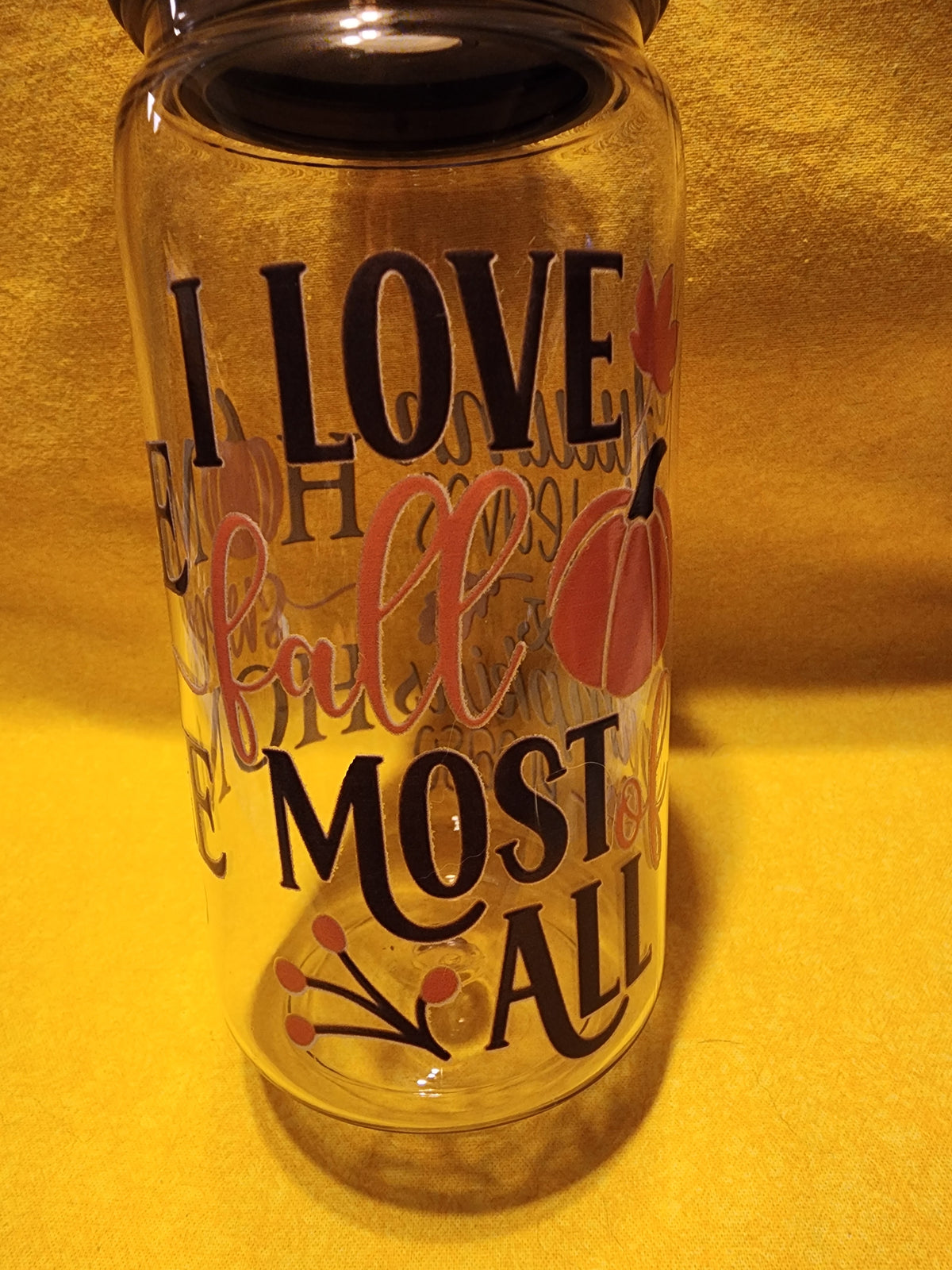 Autumn leaves and pumpkins please 16 ounce cup