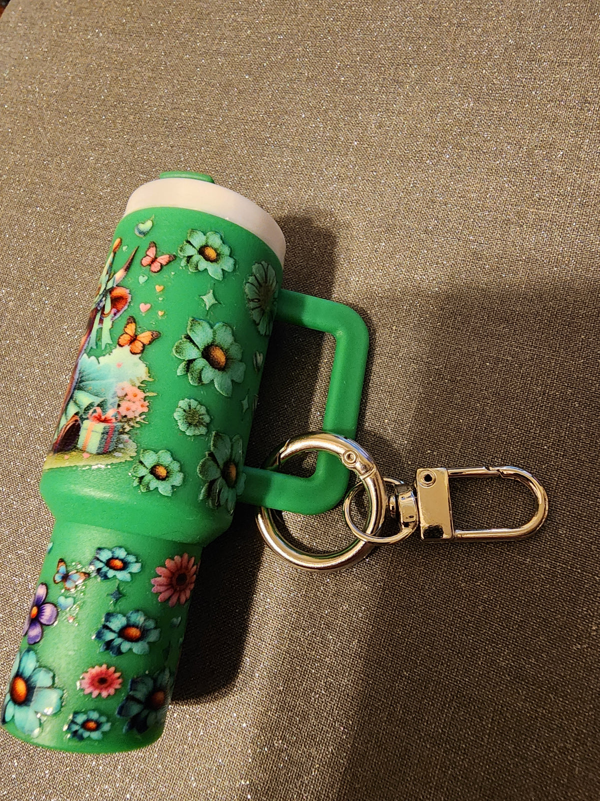 Green highland cow in a tutu chapstick holder