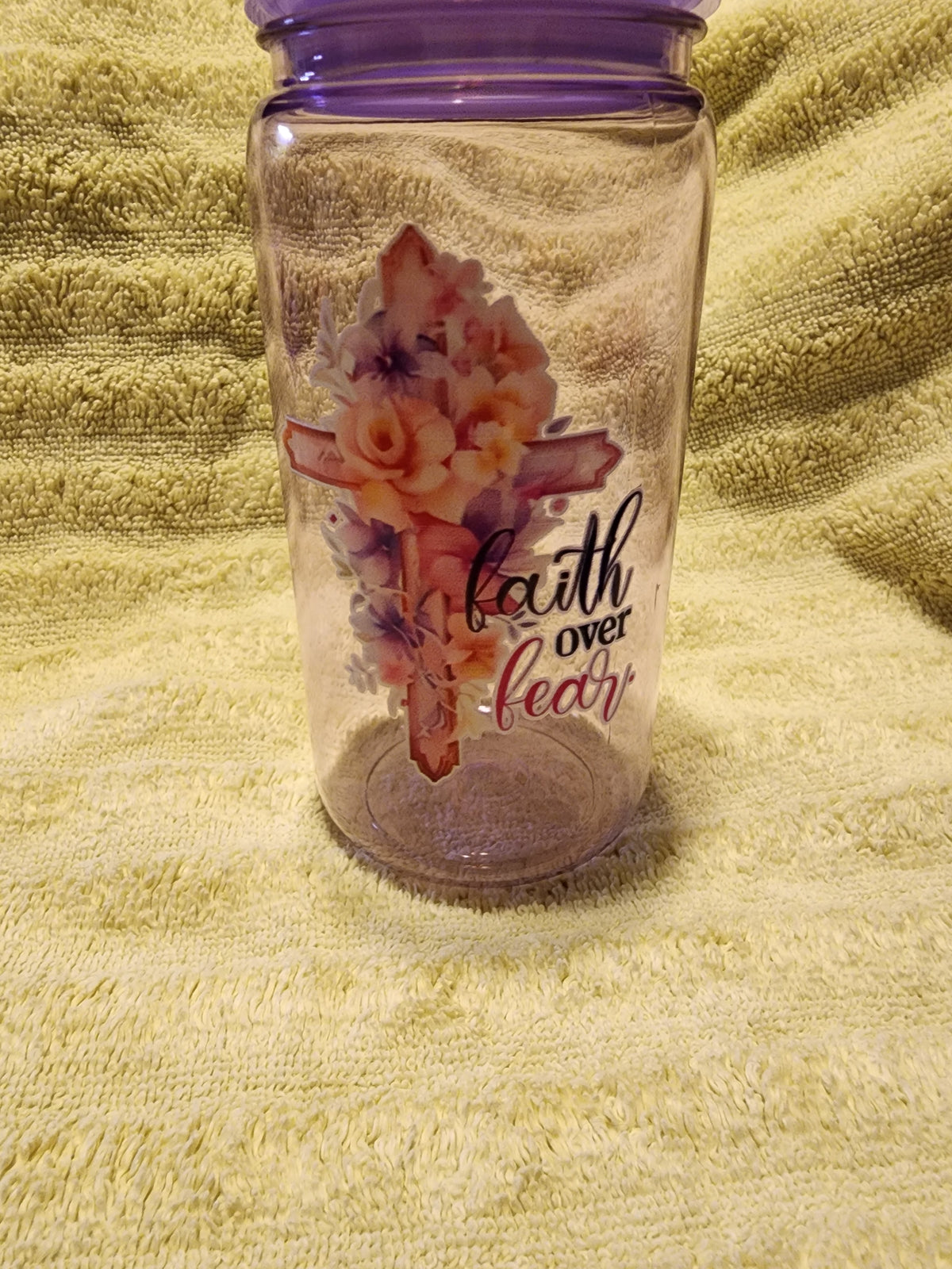 Faith over fear purple cup
