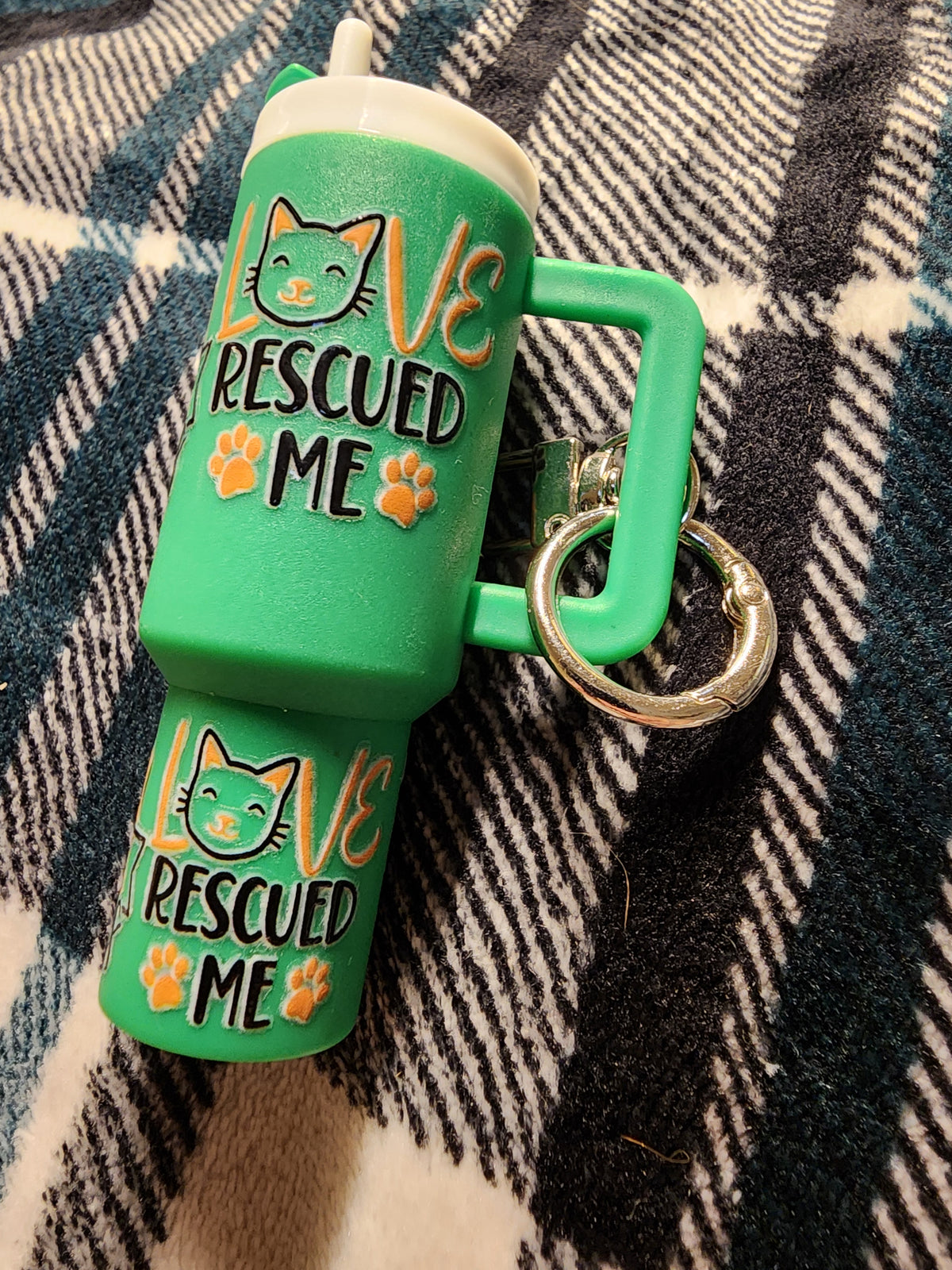 Green cat rescue chapstick holder