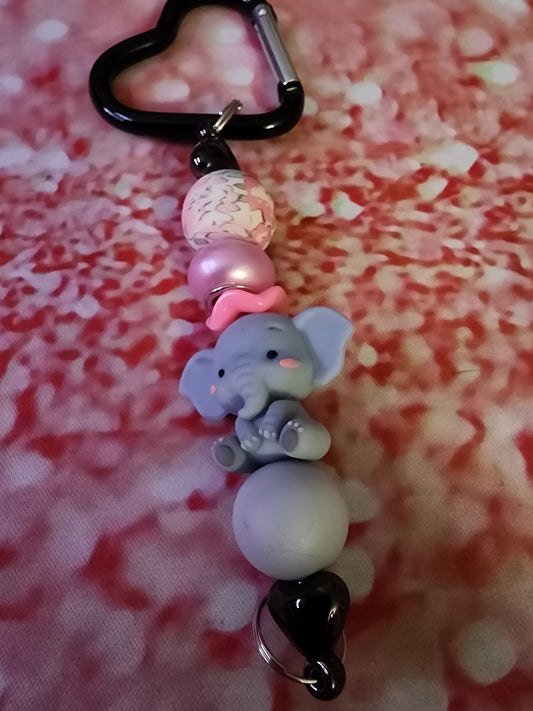 Black heart elephant keychain