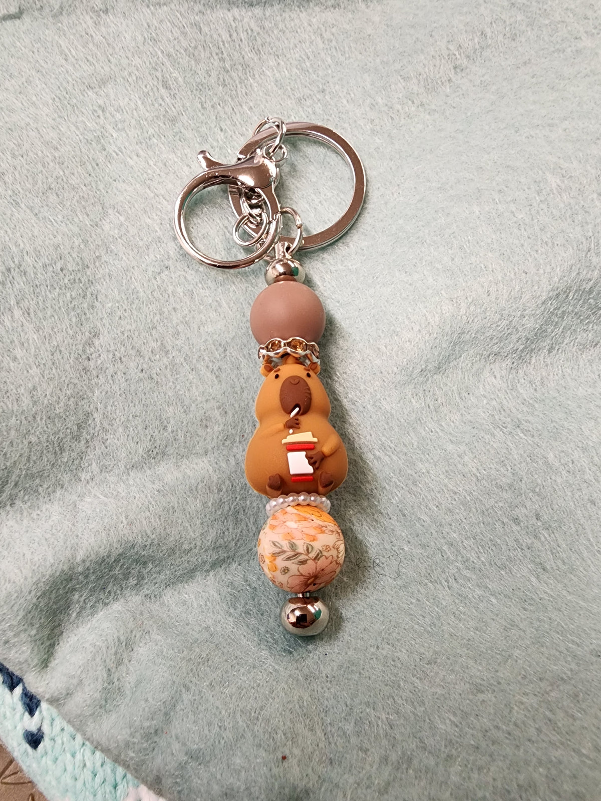 Floral capybara keychain
