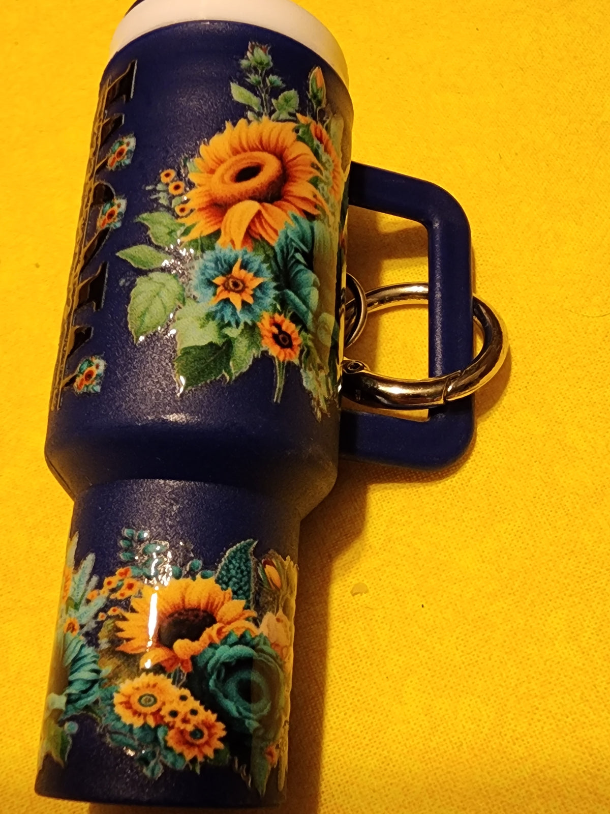 Blue and yellow flower mom chapstick holder