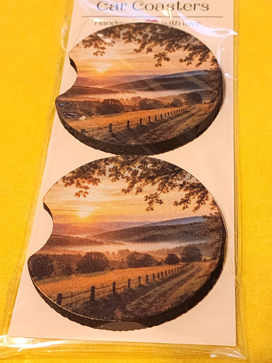 Country road car coasters