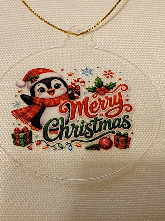 Merry Christmas penguin ornament