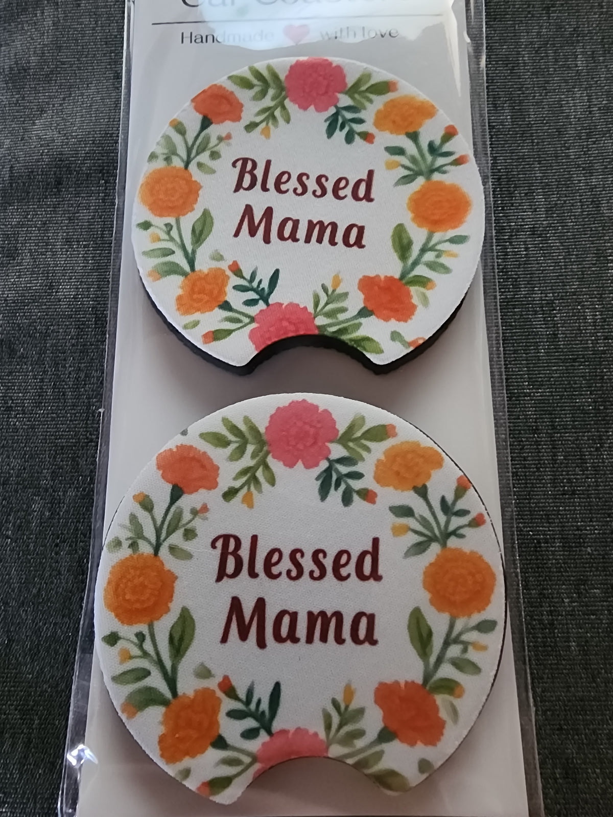 Blessed mama car coasters