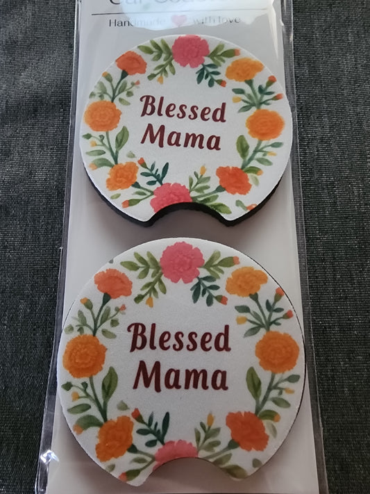 Blessed mama car coasters