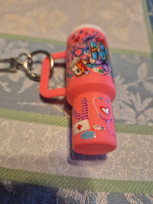 Coral nurse chapstick holder