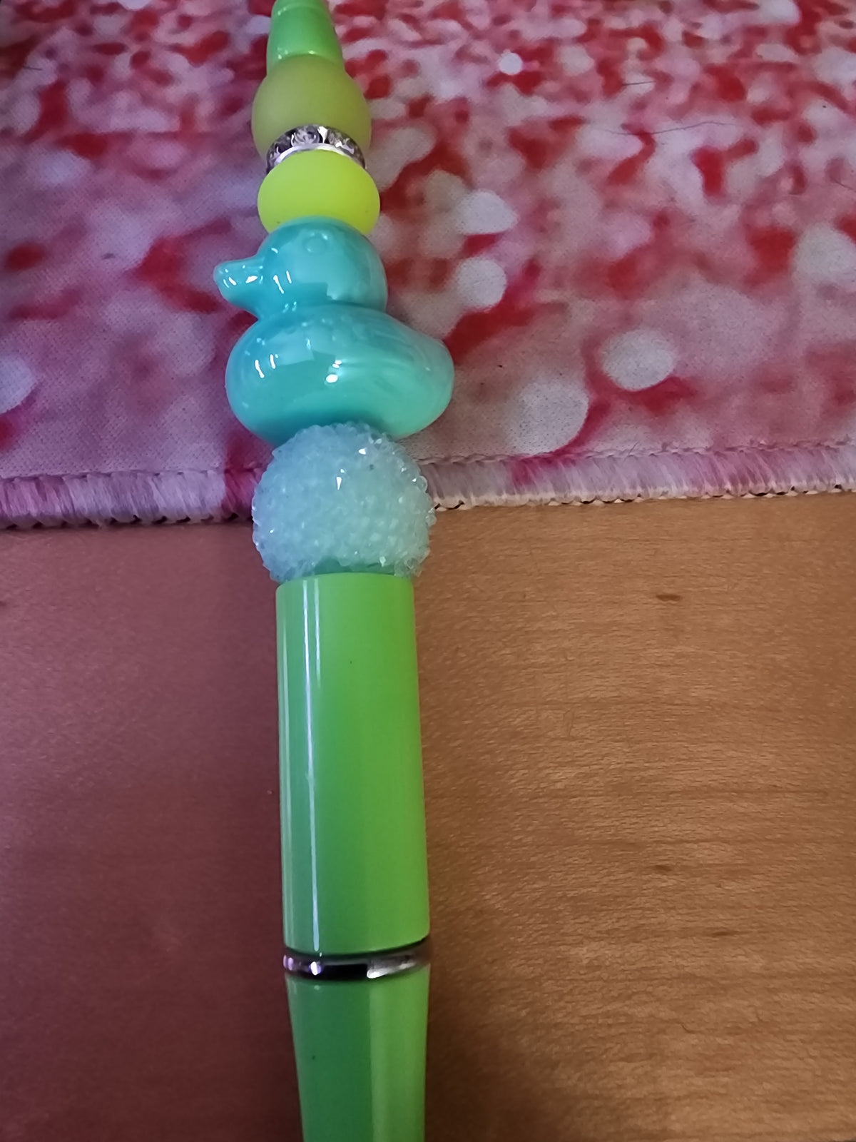 Pastel green rubber ducky pen