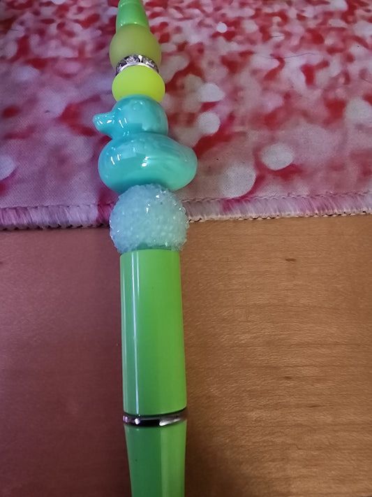 Pastel green rubber ducky pen
