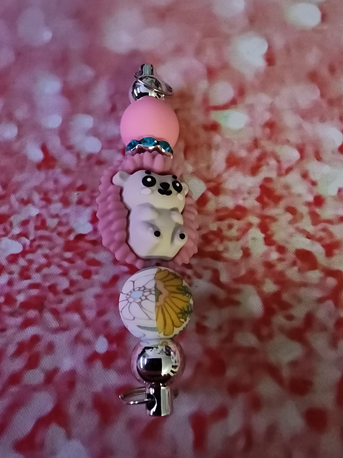 Pink hedgehog keychain