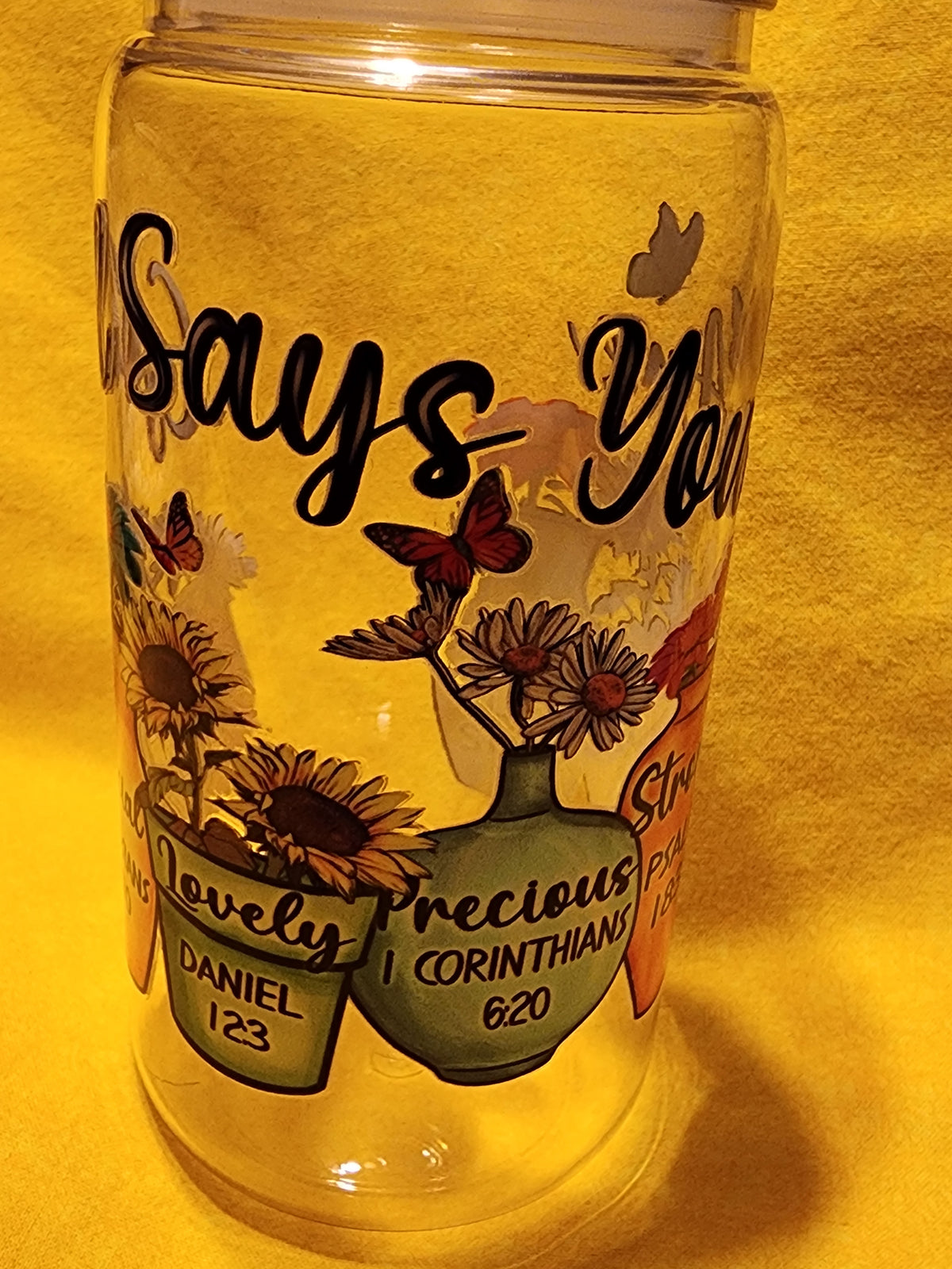 God says you are with butterflies 26 ounce cup