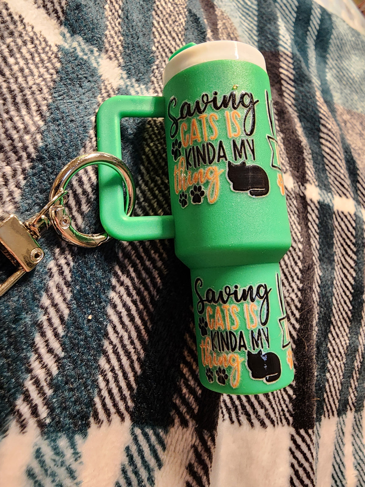 Green cat rescue chapstick holder