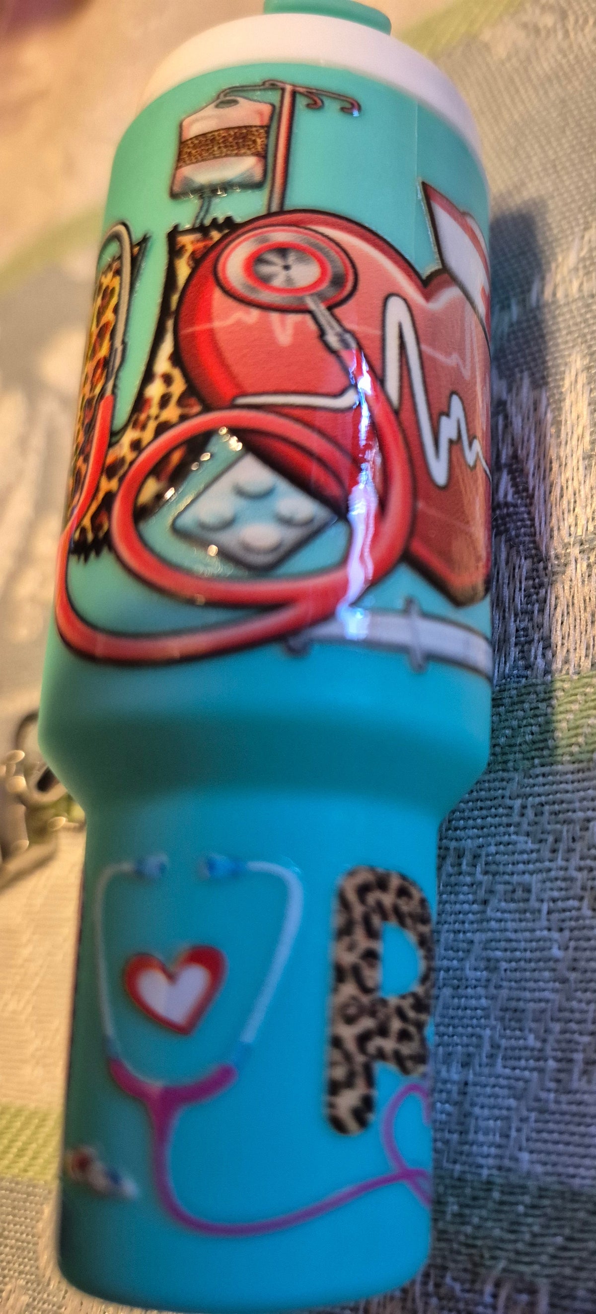Teal nurse chapstick holder