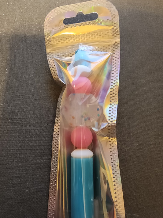 Pinks and blue pen