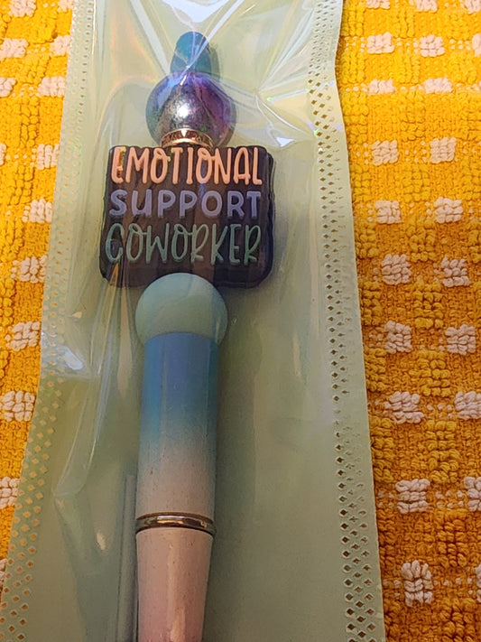 Emotional support coworker blue and pink ombre pen