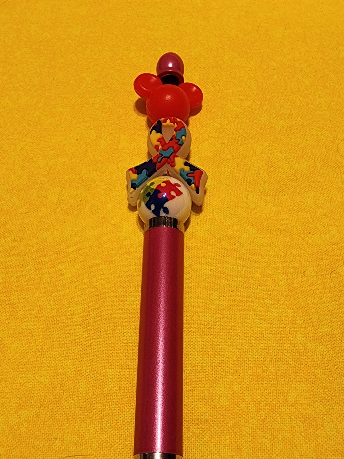 Red mickey autism ribbon stylus