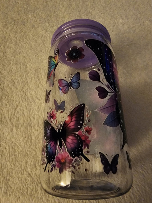 Dark purple 💜 butterfly 16 Oz cup