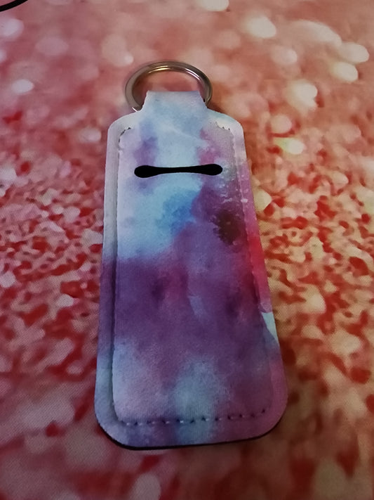 Blue and purple tye dye chapstick holder