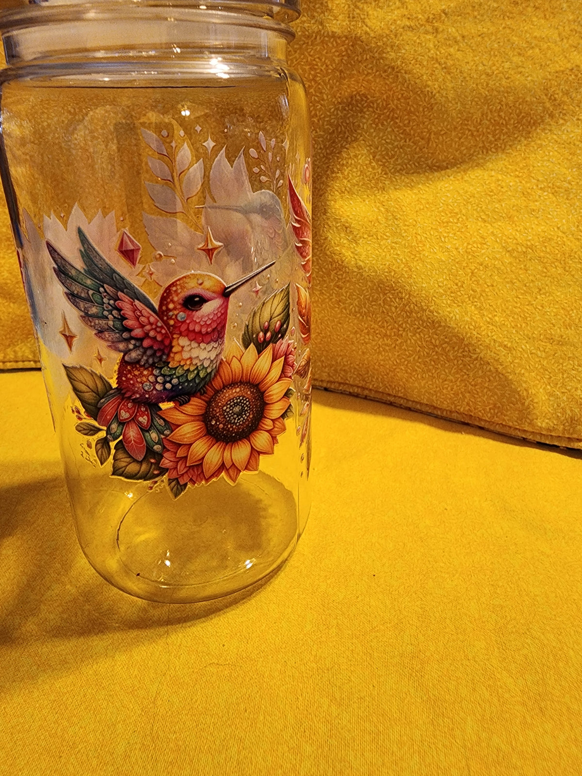 Hummingbird with autumn floral 26 ounce tumbler