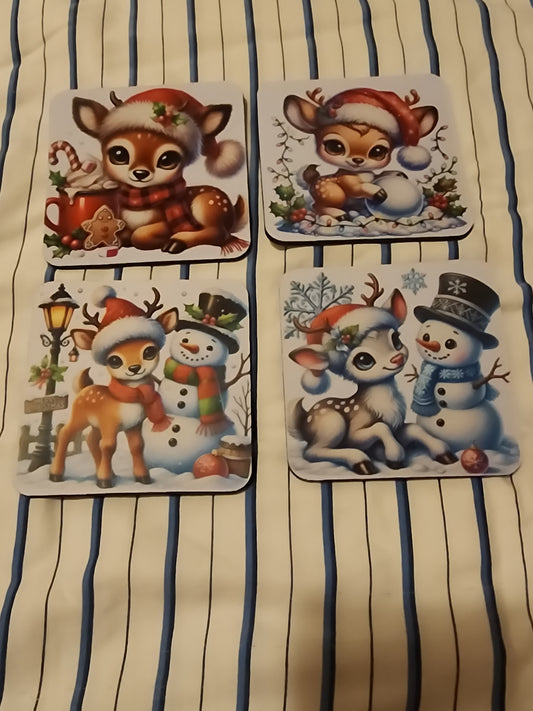 Baby reindeer foam coasters