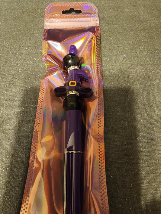 Purple and black witch's hat pen