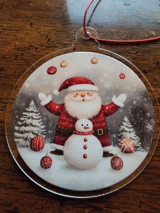 Santa and frosty ornament