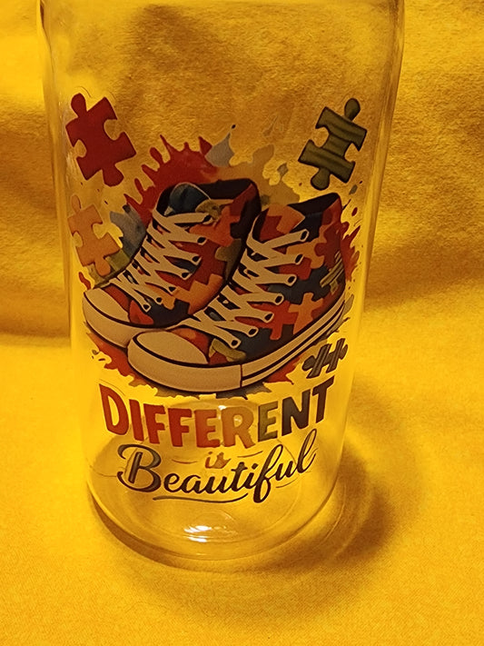 Different is beautiful 16 ounce tumbler