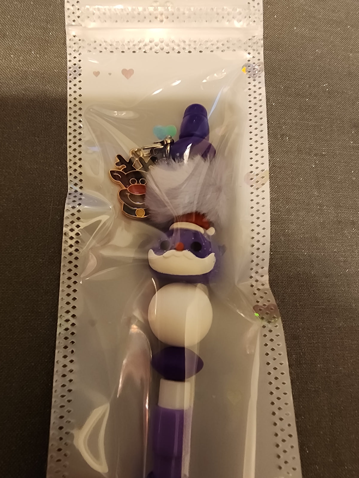 Purple santa dumpling with reindeer charm , mechanical pencil