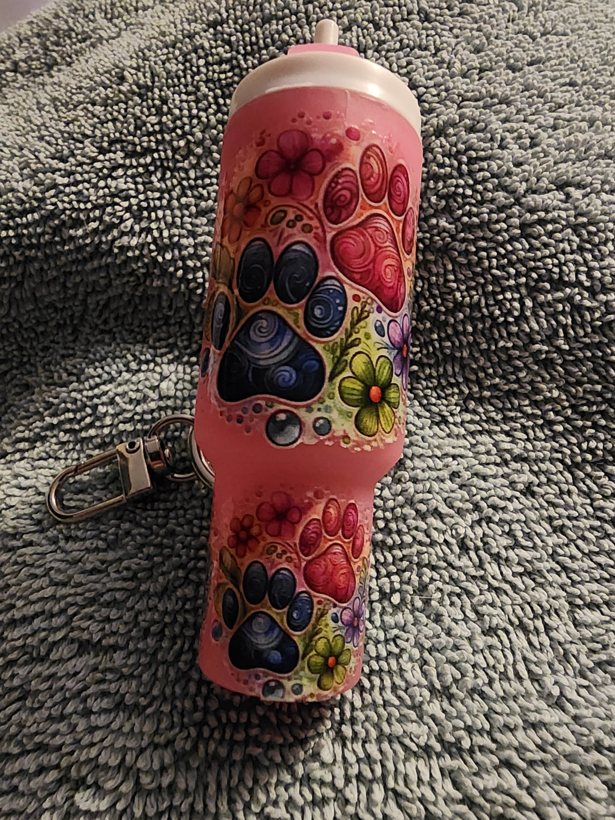 Large floral paw print chapstick holder