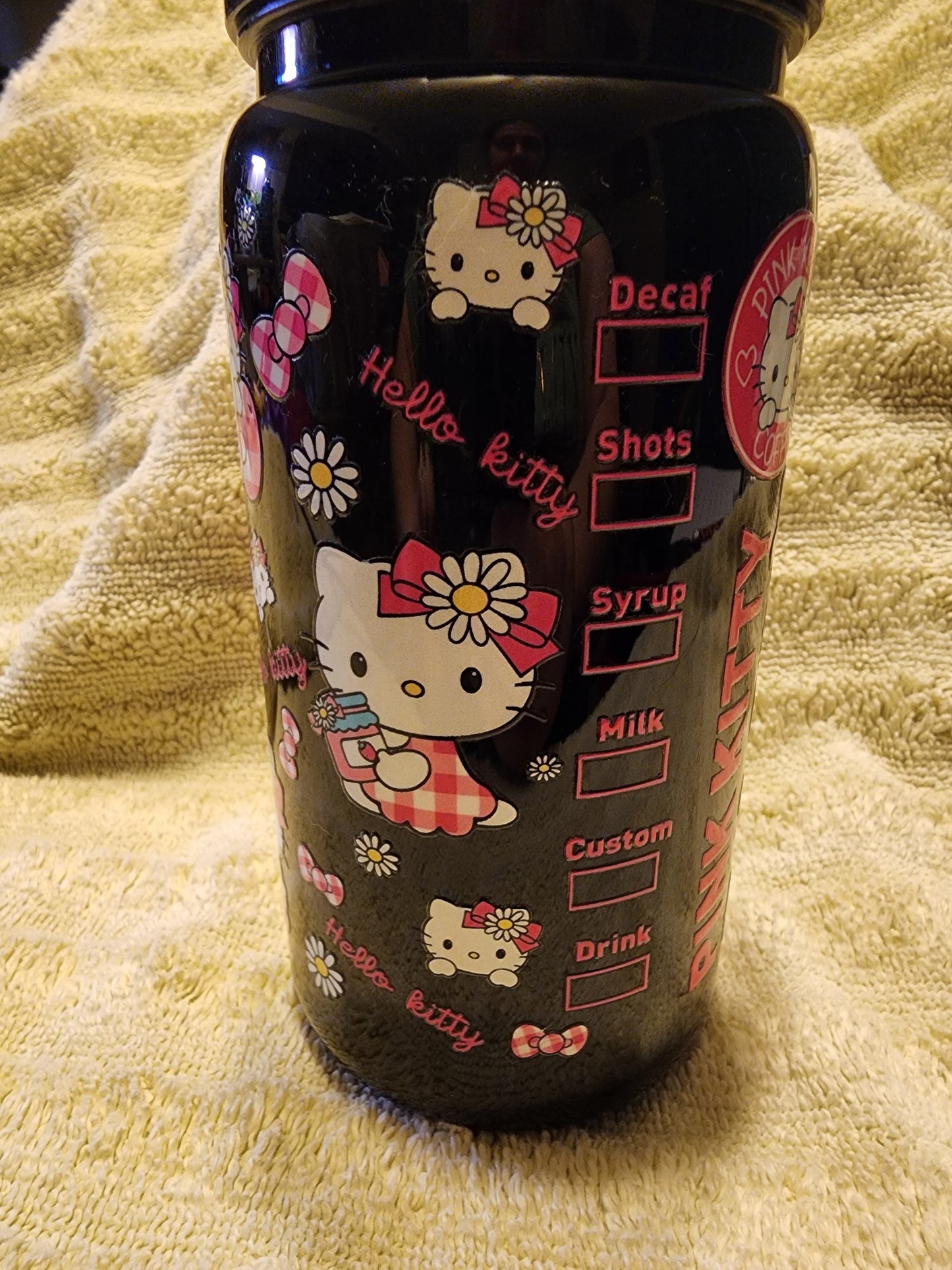 Pink kitty coffee cup