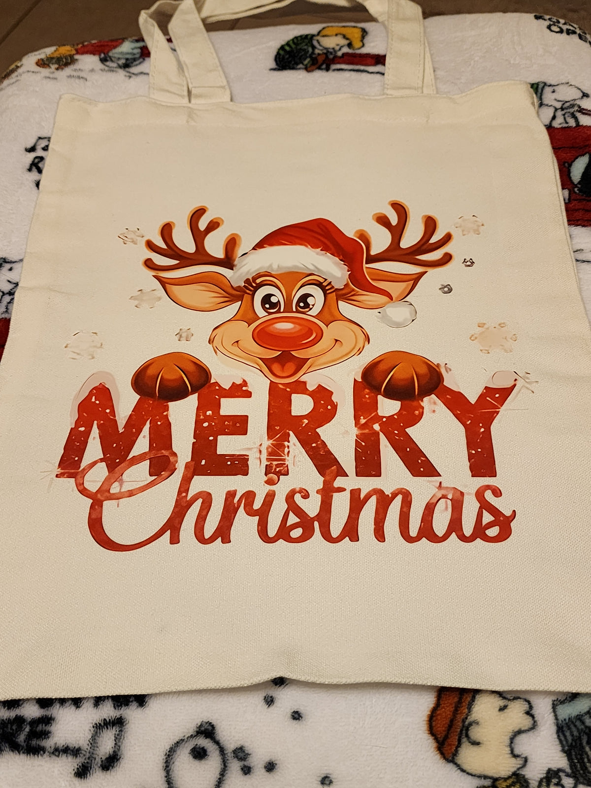 Merry Christmas reindeer tote