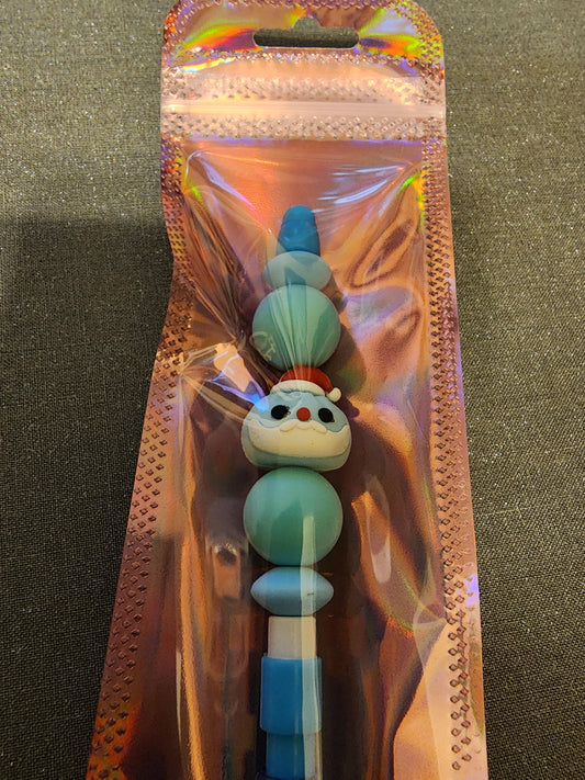 Light blue santa on a light blue mechanical pencil
