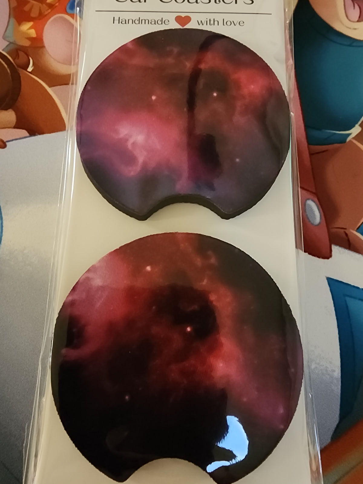 Magenta galaxy car coasters