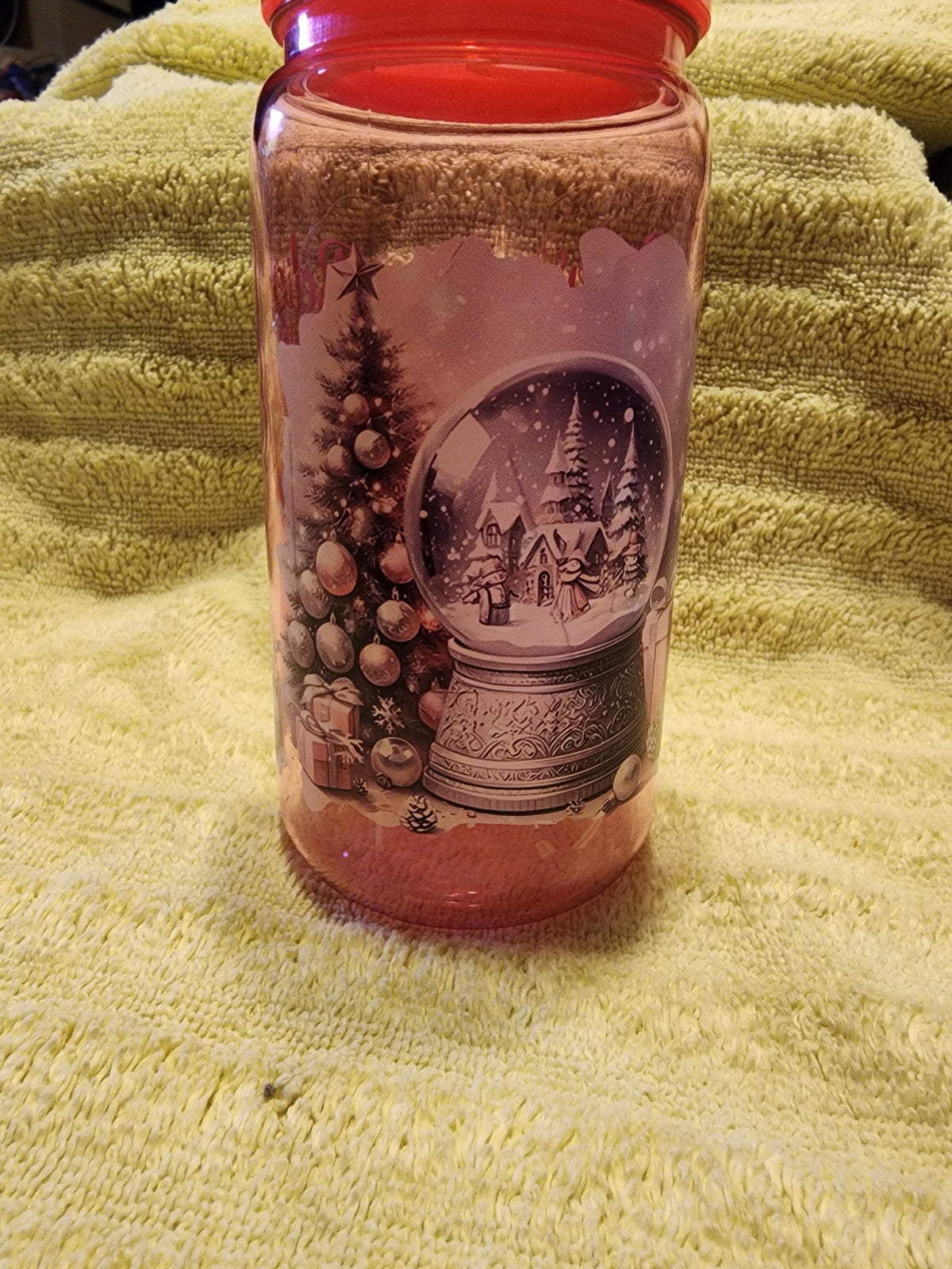 Snow globe light Pink believe in the magic 16 ounce tumbler