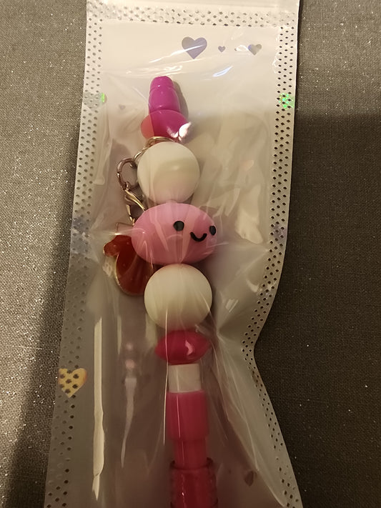 Pink dumplings with santa glove pencil