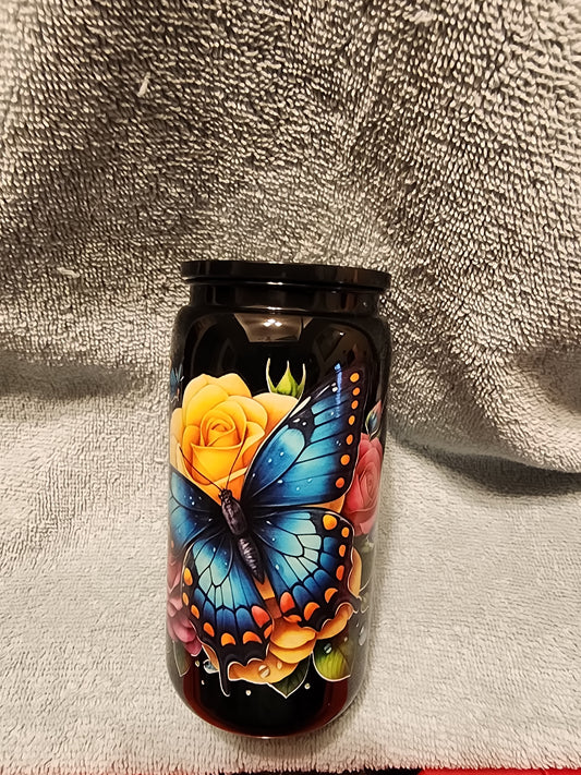 Butterflies 🦋 and flowers 🌼 tumbler