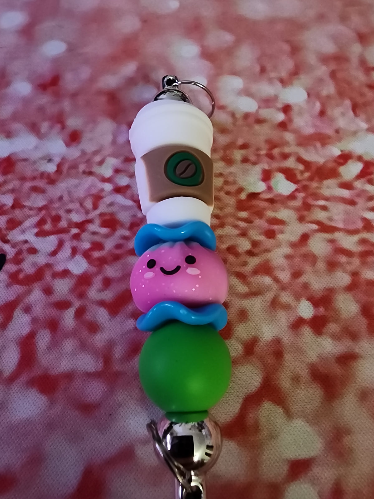 Pink tye dye dumpling and coffee ☕️ keychain
