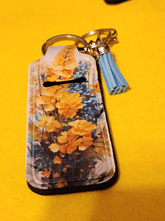 Yellow and blue flower chapstick holder